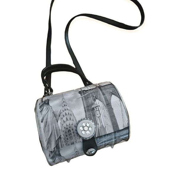 Prezzo Barrel Bag New York City Photography Motif Short & Long Handle - Picture 1 of 11